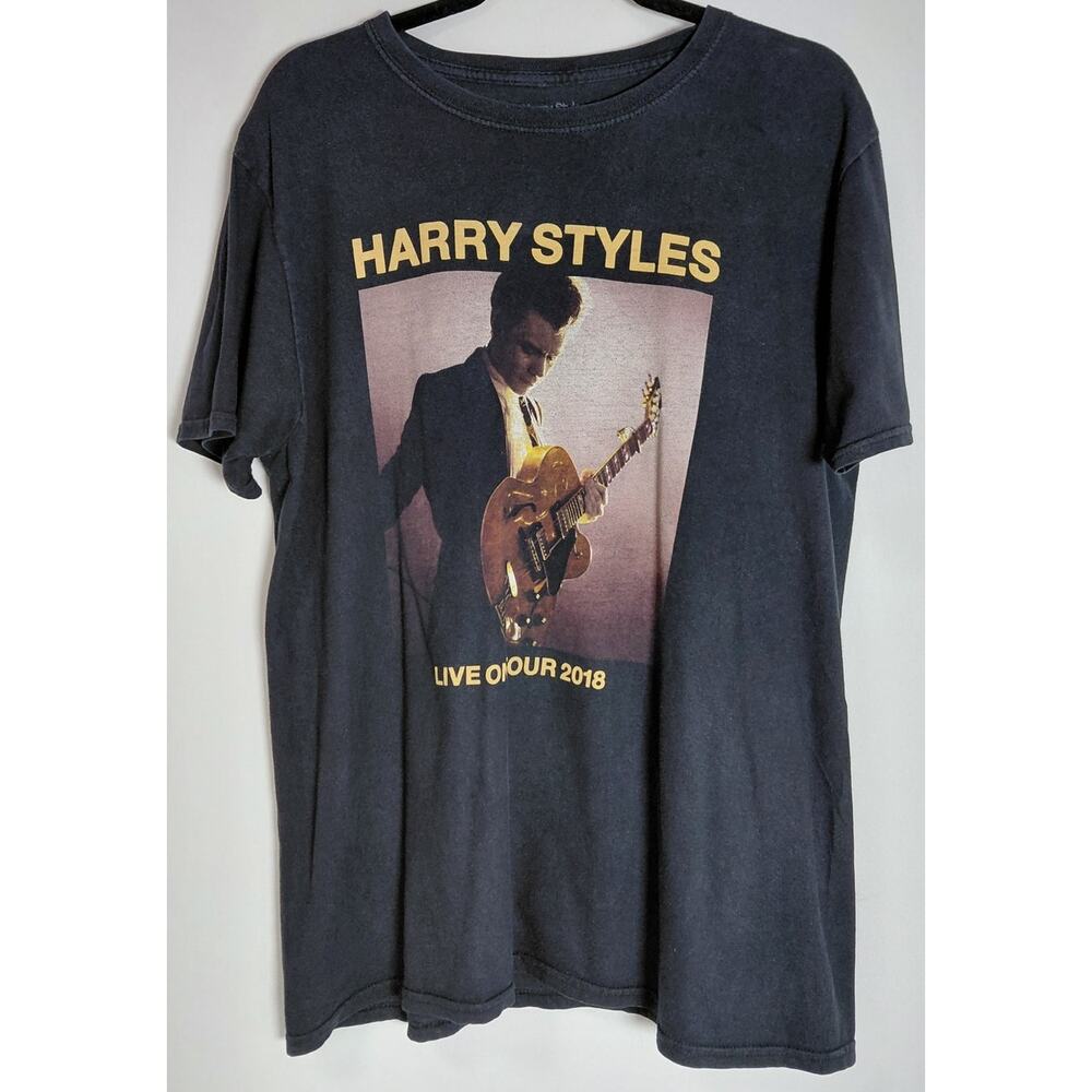 Harry Styles Live On Tour 2018 T-Shirt Black Graphic Print Knit arge Size L
